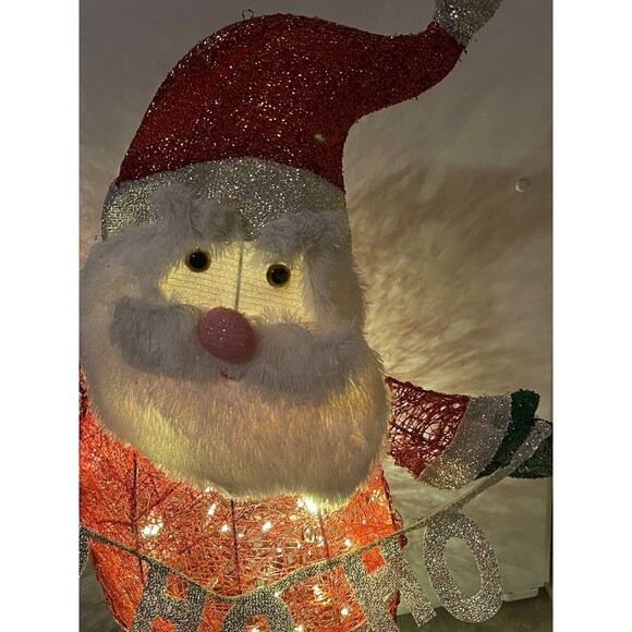 Home Accents Holiday HO HO HO Santa Figurine lighted in box RARE Working - Picture 2 of 16
